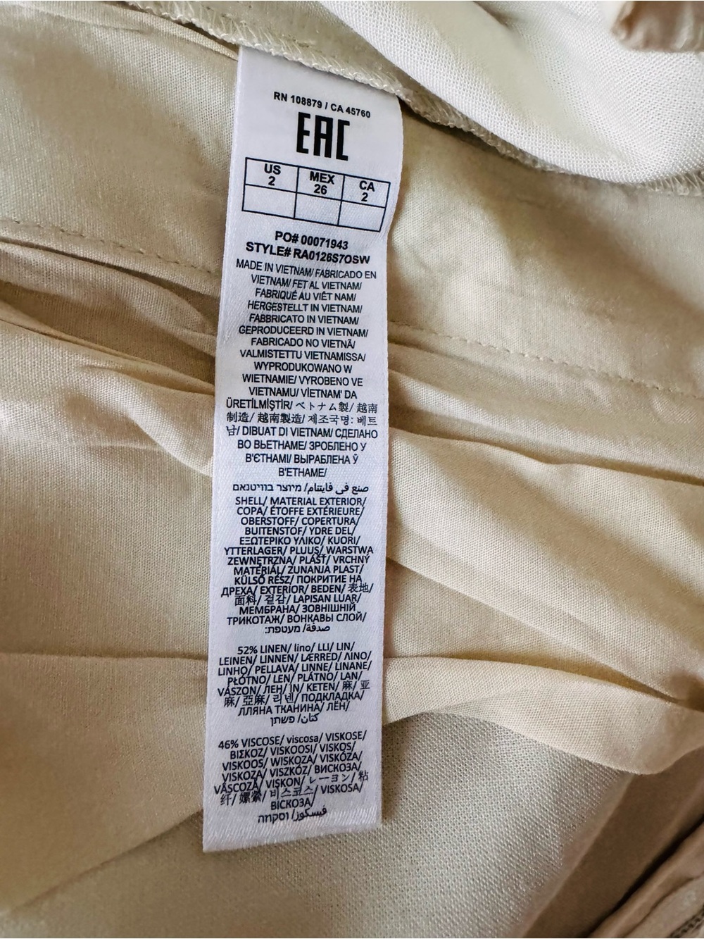 Rag & Bone Serena Linen Blend High Rise Tan Trouser Pants size 2 - Picture 6 of 10